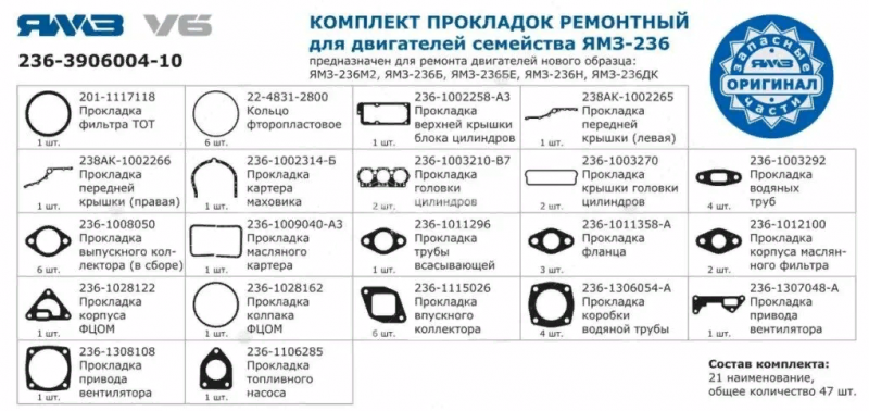 Р/к ДВС ЯМ3-236М2,Б,БЕ,Н,ДК комплект полный (ПАО Автодизель)